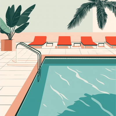 Retro Swimming Pool Illustration