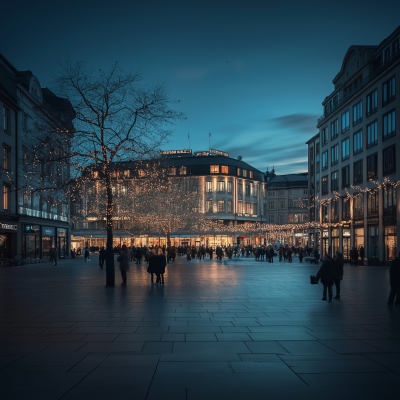 Night at Lillestrøm Torv Square