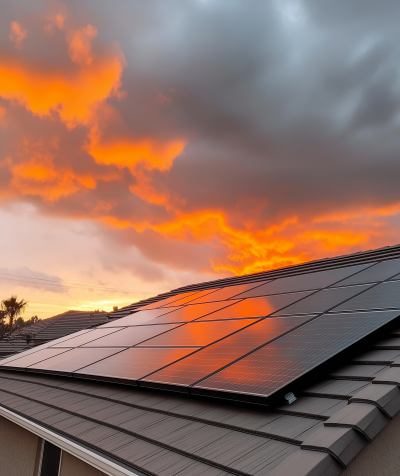 Solar Panels on Modern Home Roof