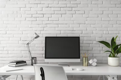 White Brick Wall Office Mockup