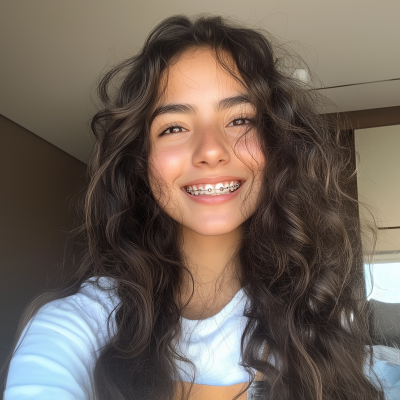 Smiling Girl with Dental Brackets