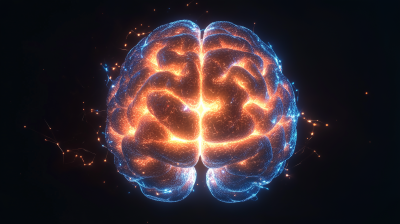 Electric Glow Human Brain in 3D