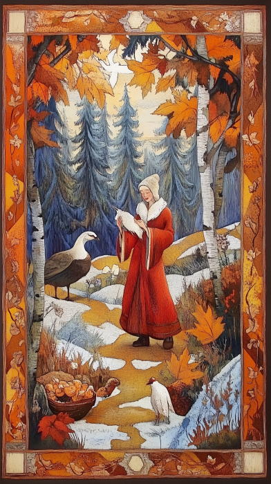 Russian Fairytale Autumn Harvest Illustration