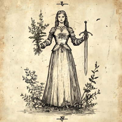 Medieval Tarot Woman Sketch