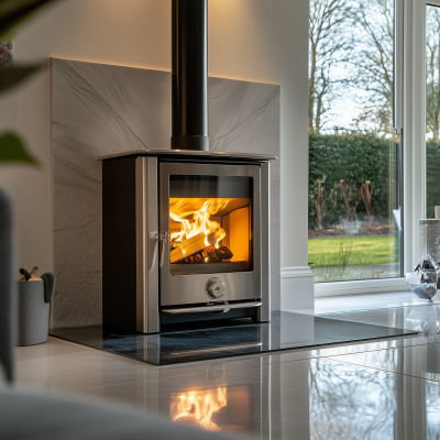 Contemporary Woodburning Stove in Modern Victorian Cottage