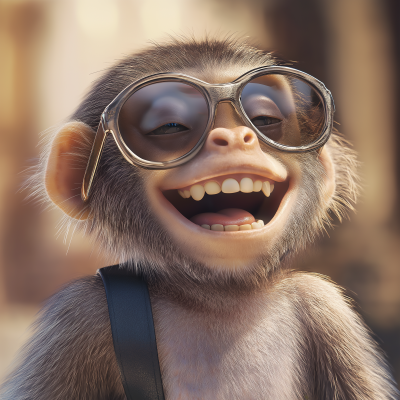 Happy Capuchin Monkey with Unique Sunglasses