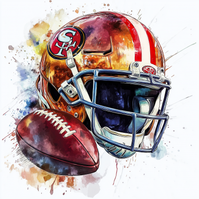 Vibrant 49ers Football Helmet Illustration