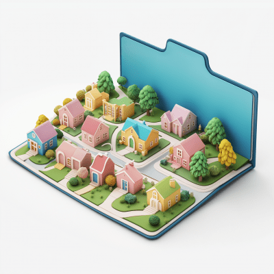 Portfolio Folder with 3D Houses Map