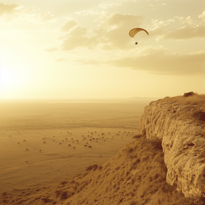 African Cliff Sunset Skydiver