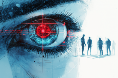 Cyberpunk Eye and Robot Illustration