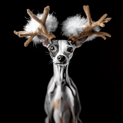 Italian Greyhound with Moose Antlers