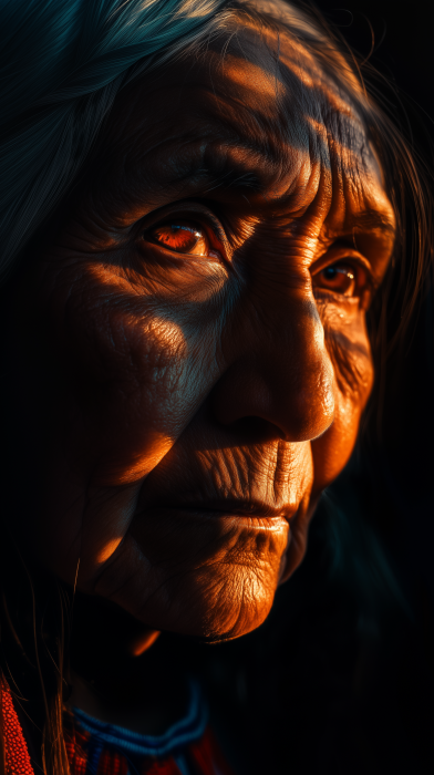 Cinematic Portrait of an Older Native American Woman