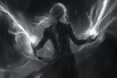 Magical Elf Sorceress Charcoal Sketch