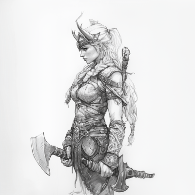 Viking Goddess Pencil Sketch