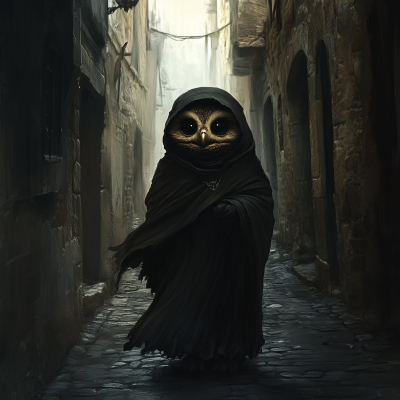 Sinister Owlin in Medieval Alleyway