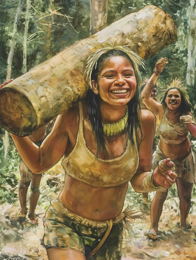 Xerente Tribe Woman Illustration