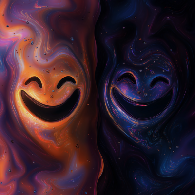 Fluid Backgrounds with Happy and Evil Faces