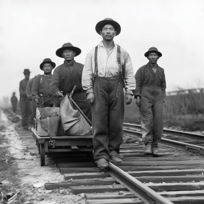 Chinese Immigrants Working on Railroad