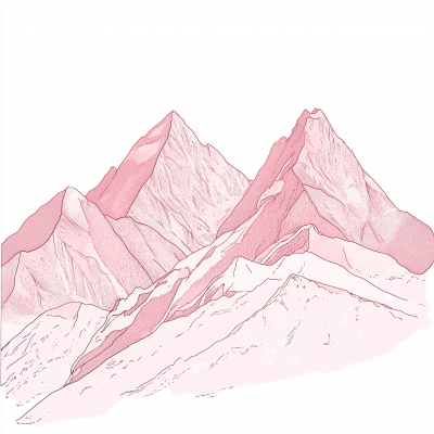 Pink Himalayan Mountains Drawing