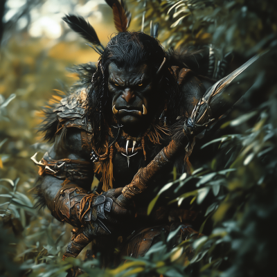 Stealthy Orc Hunter Emerges from Bush