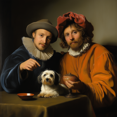 Swedish men with Yorkshire terrier painting