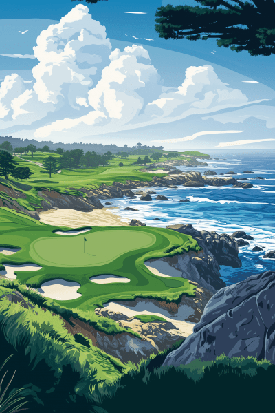 Pebble Beach Golf Course Illustration