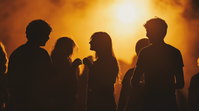 Friendship at Concert Silhouette