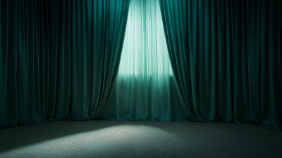 Moonlit Room with Mint Green Drapes