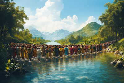 Biblical Exodus Crossing River