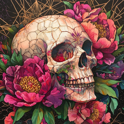 Skull and Peonies