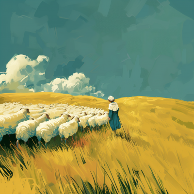 Sheep Gathering Illustration