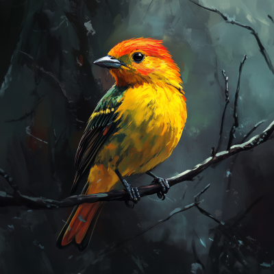 Western Tanager in Fantasy Art Style