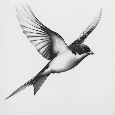 Realistic Pencil Drawing of a Swallow