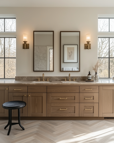 Elegant Bathroom with Dark Walnut Vanity