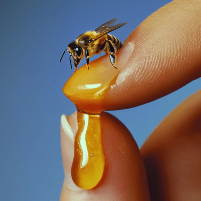 Finger with Honey and Bee