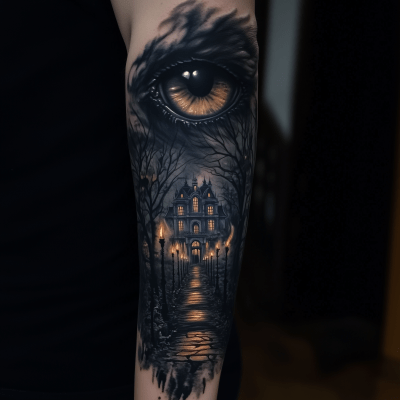 Raven’s Eye Tattoo above Haunted Mansion