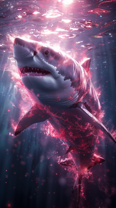 Vibrantly Colored Great White Shark Illustration