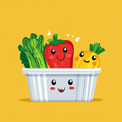 Happy Veggies in a Take Out Container