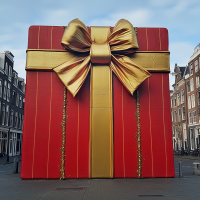 Giant Realistic Present in Amsterdam