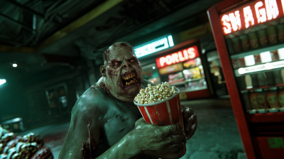 Obese Zombie Eating Popcorn