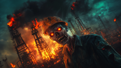 Zombie Oil Rig Worker Closeup