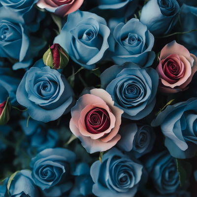 Blue Roses Bouquet Closeup