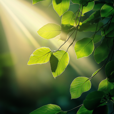 Sunlight Through Green Leaves