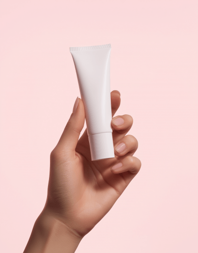 Empty Cream Tube on Pink Background