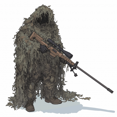 Britalist Rhodotus Palmatus Ghillie Suit with Bolt Action Rifle