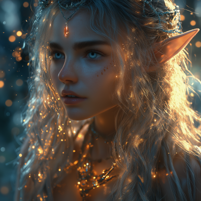 Elf Girl and Crystals