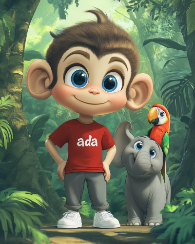 Friendly Jungle Scene with Yada the Monkey