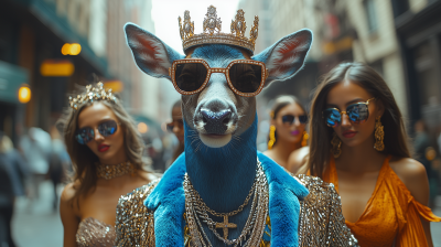 Fashionable Deer in Urban Setting