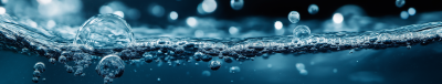 Abstract structure of air bubbles in fresh, cold water