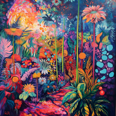 Psychedelic Floral Painting